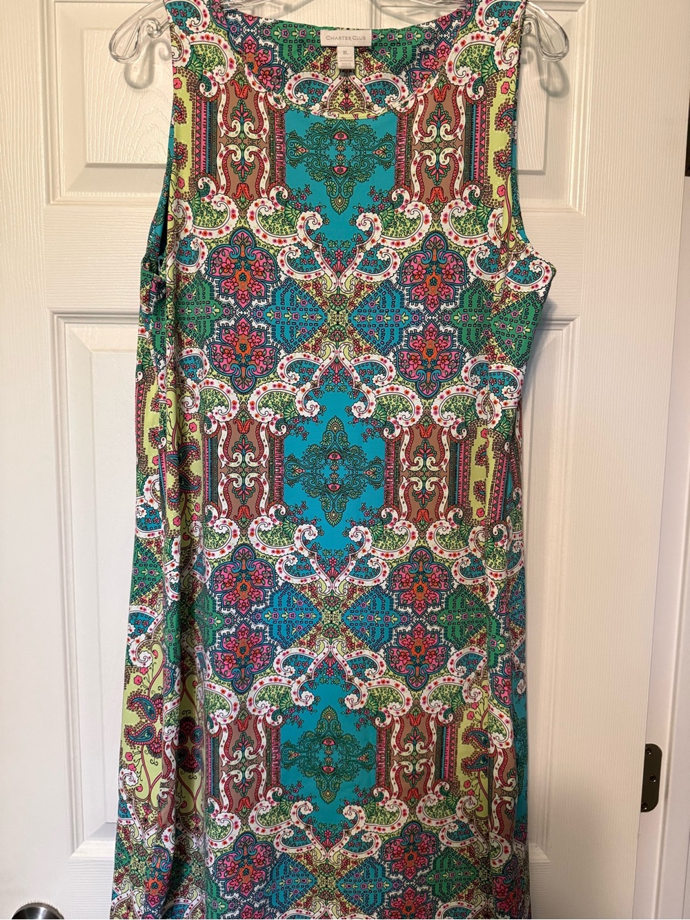 Charter Club Turquoise, Green & Pink Paisley Midi Dress